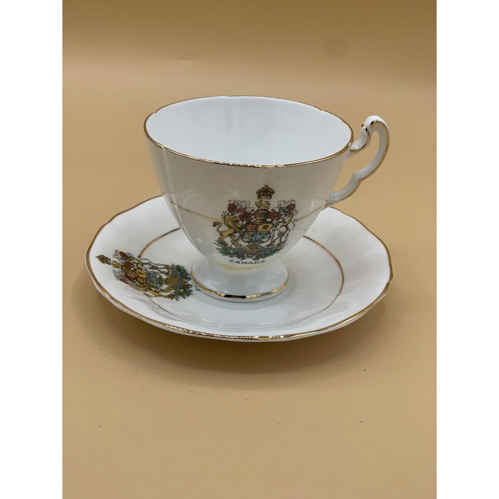 Lovely Vintage Royal Adderley Footed Cup & Saucer Set - Canada Crest - Ridgway